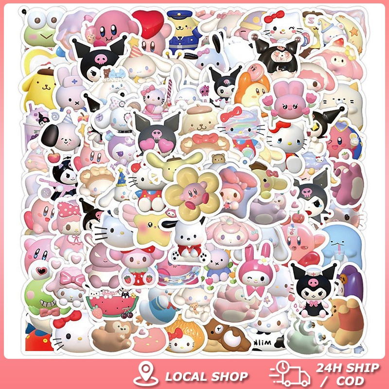 100Pcs Sanrio Kuromi 3D Stickers Cute Cartoon Waterproof PVC Sticker ...