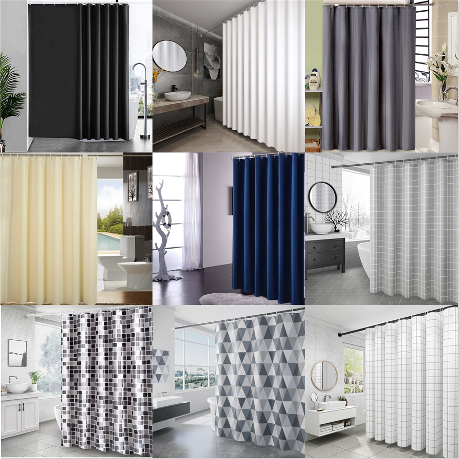 Local Delivery Curtain Shower Curtains Bathroom Thick Polyester Waterproof Shower Curtains Black