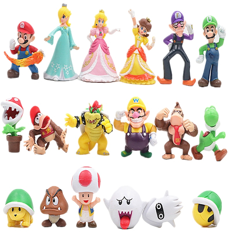 Super Mario Yoshi Bowser Koopa Wario Kinopio Luigi Action Figures Peach 