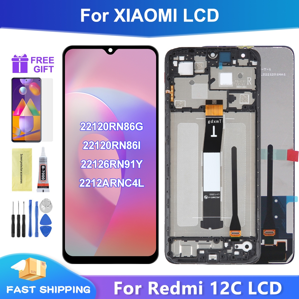 Original Lcd For Xiaomi Redmi 12c Lcd Display Touch Screen With Frame Replacement Assembly For 0990