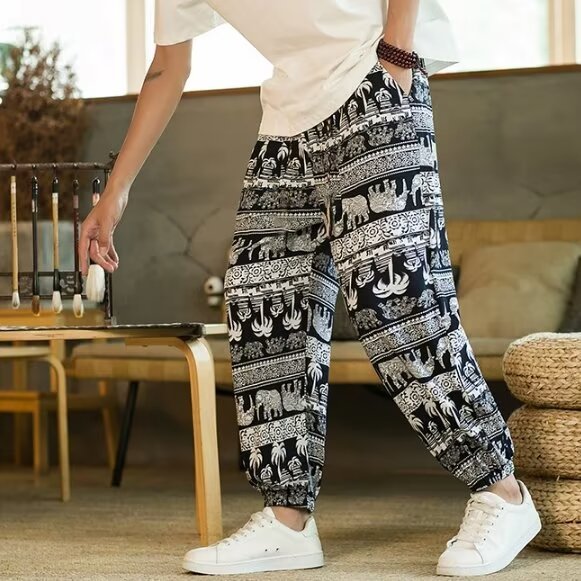 Thai Yoga Bloomers Wide Leg Pants Elephant Flower Beach Trousers Plus Size Casual Cross Pants Flying Squirrel Boys Trendy Men Loose Long Wide Shopee Philippines