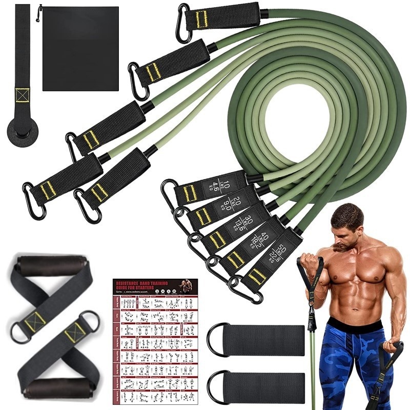 Resistance Band Set Max Heavy Duty 250lbs 150lbs Gym 11pcs Set Home Exercise Bands Workout 6618