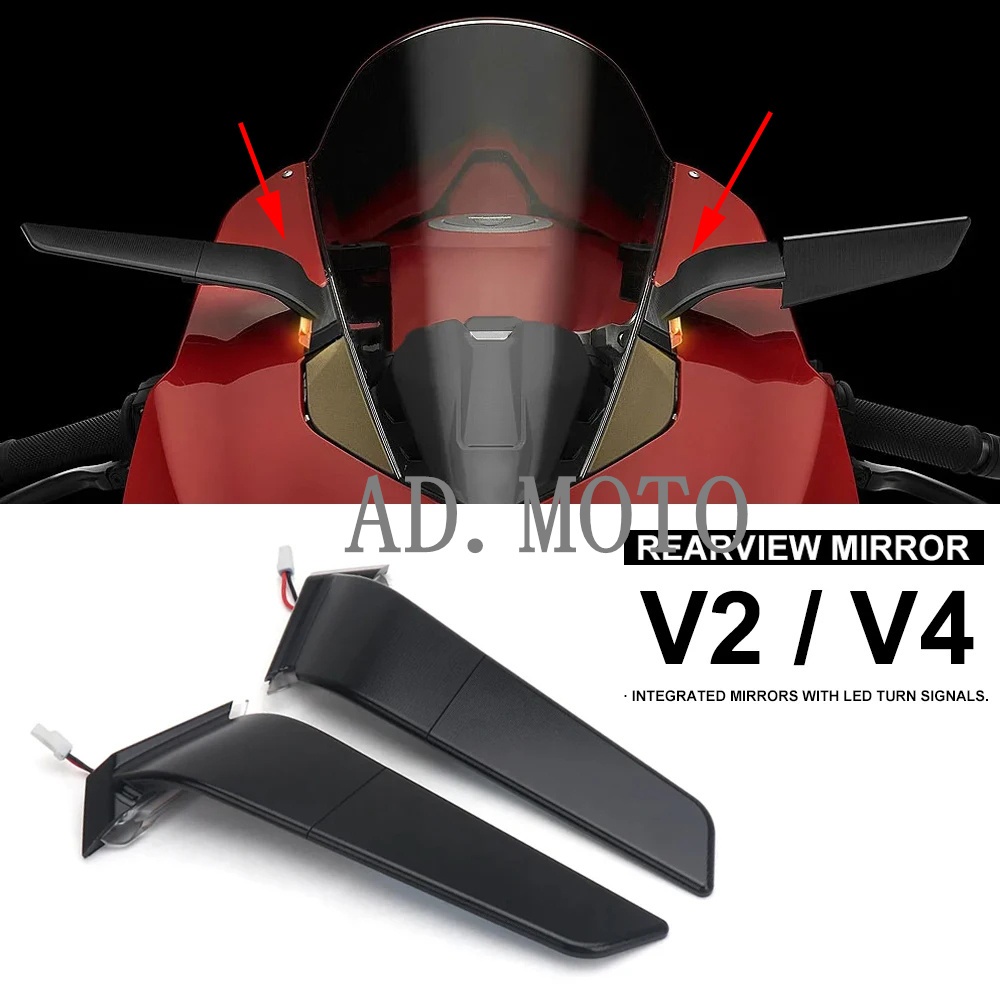 Motorcycle Rearview Mirrors with LED Rotating Adjustable Wing Mirrors ...