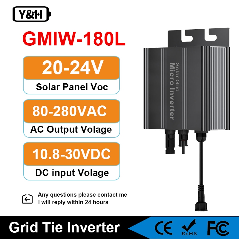 Grid Tie Inverter Y&H 180W MPPT Grid Tie Micro Inverter DC16-26V AC220V Für 12V Solarpanel Balkonkraftwerk