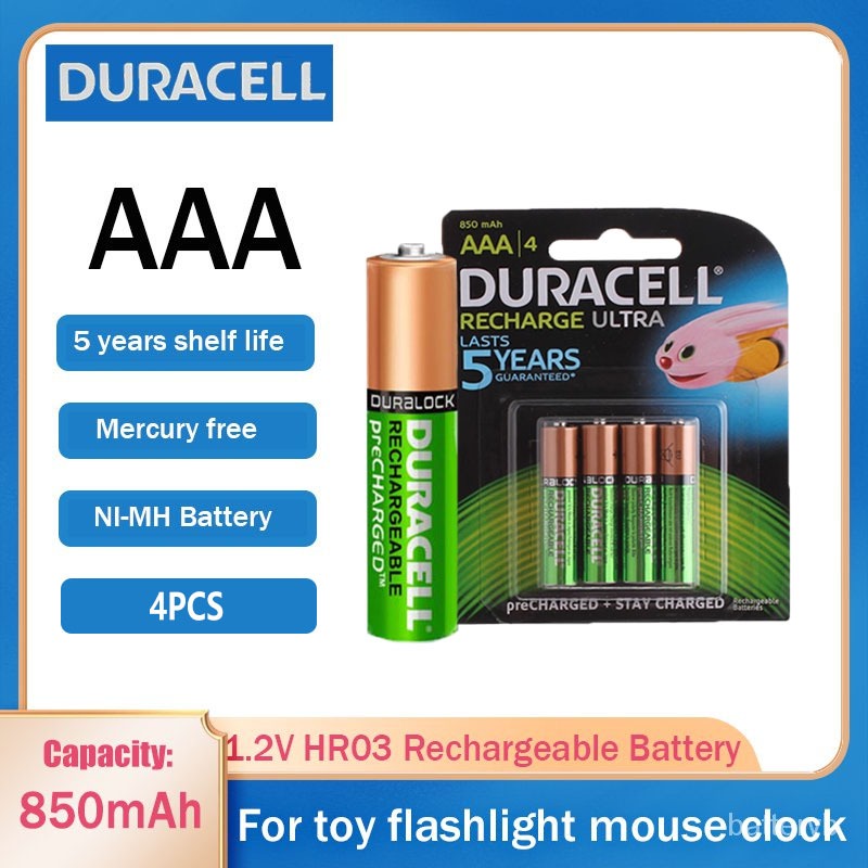 4-20pcs Duracell 1.2V AAA 850mAh Rechargeable Battery For Toy Batteries ...