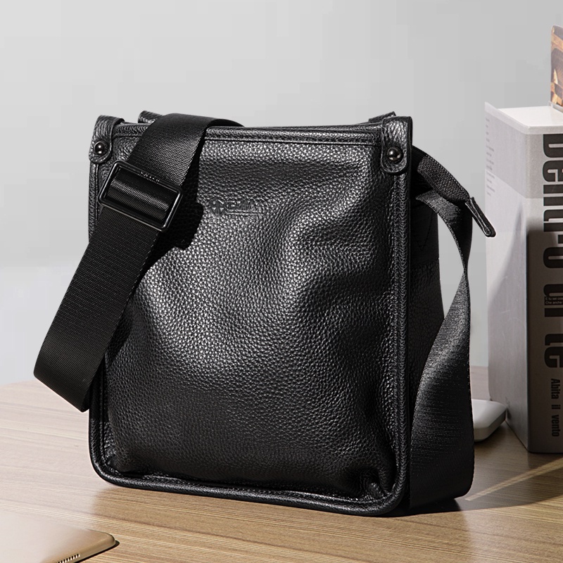 BJIAX Sling Bag Leather Man Briefcase Fit 10.3 inch Ipad Cross Body Bag