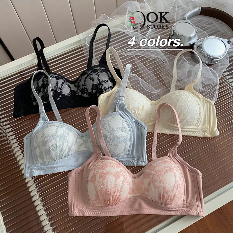 Seamless Bra Thin cotton Bra Push Up Bra Non -Wire Gathered Girls Lace ...