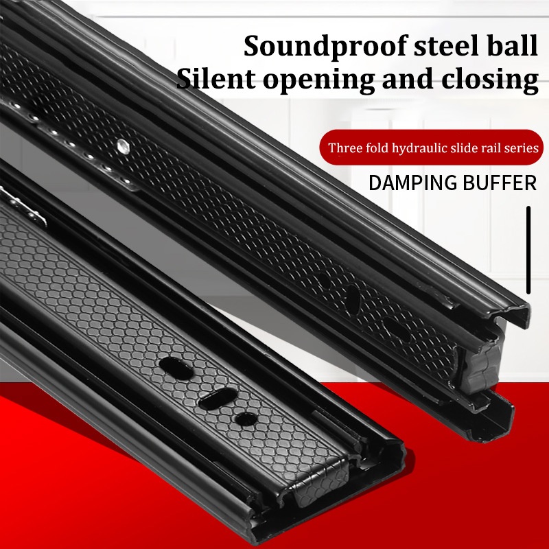 KAKW 2 Pcs Drawer Rail Hardware Accessories Black Silent Slide Rail ...