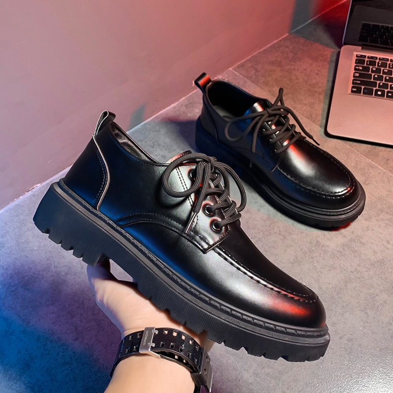 【emazion】british Style Leather Shoes For Men Trendy Business Black 