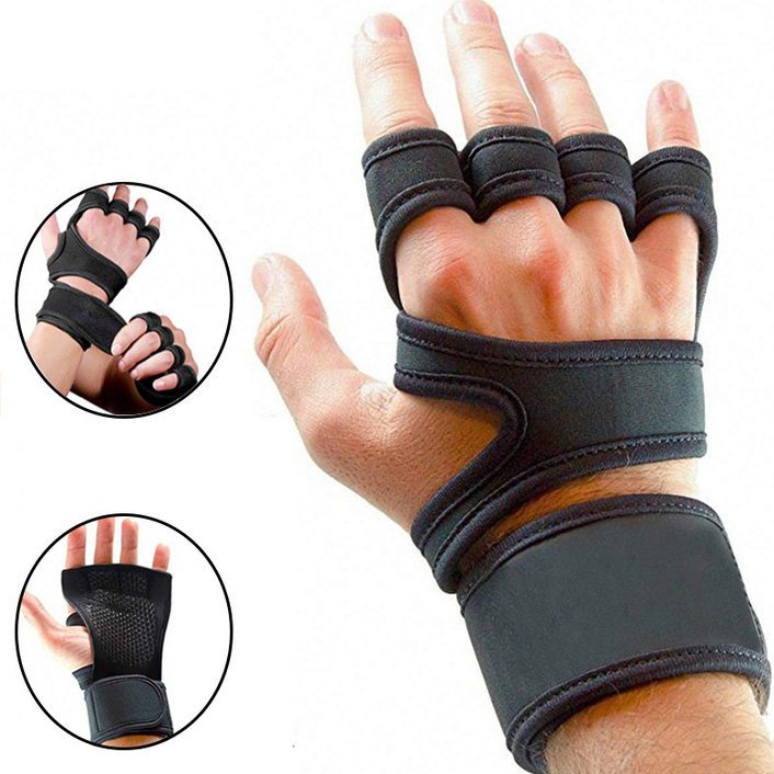 1 Pair Weight Lifting Training Gloves Women Men Fitness Sports Body Building Gymnastics Grips Gym Hand Palm Protector Gloves