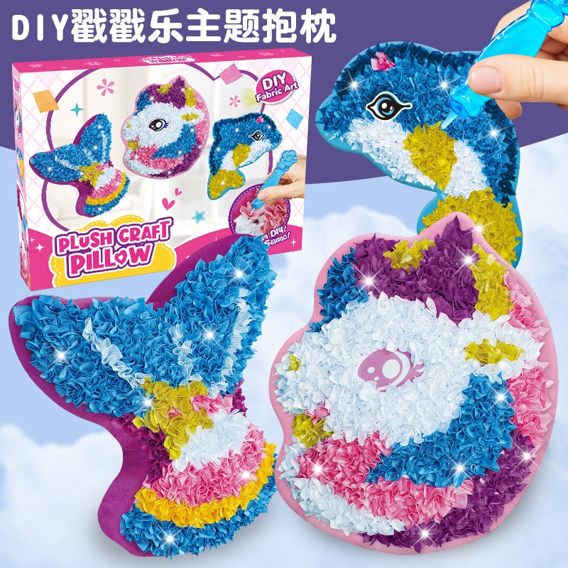 Plush Craft Unicorn Pillow, DIY Fabric Art Kits for Kids, No Sewing