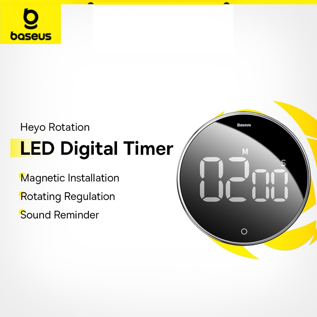Baseus LED Digital Kitchen Timer Manual Countdown Alarm Clock Mechanical Working Study Physical