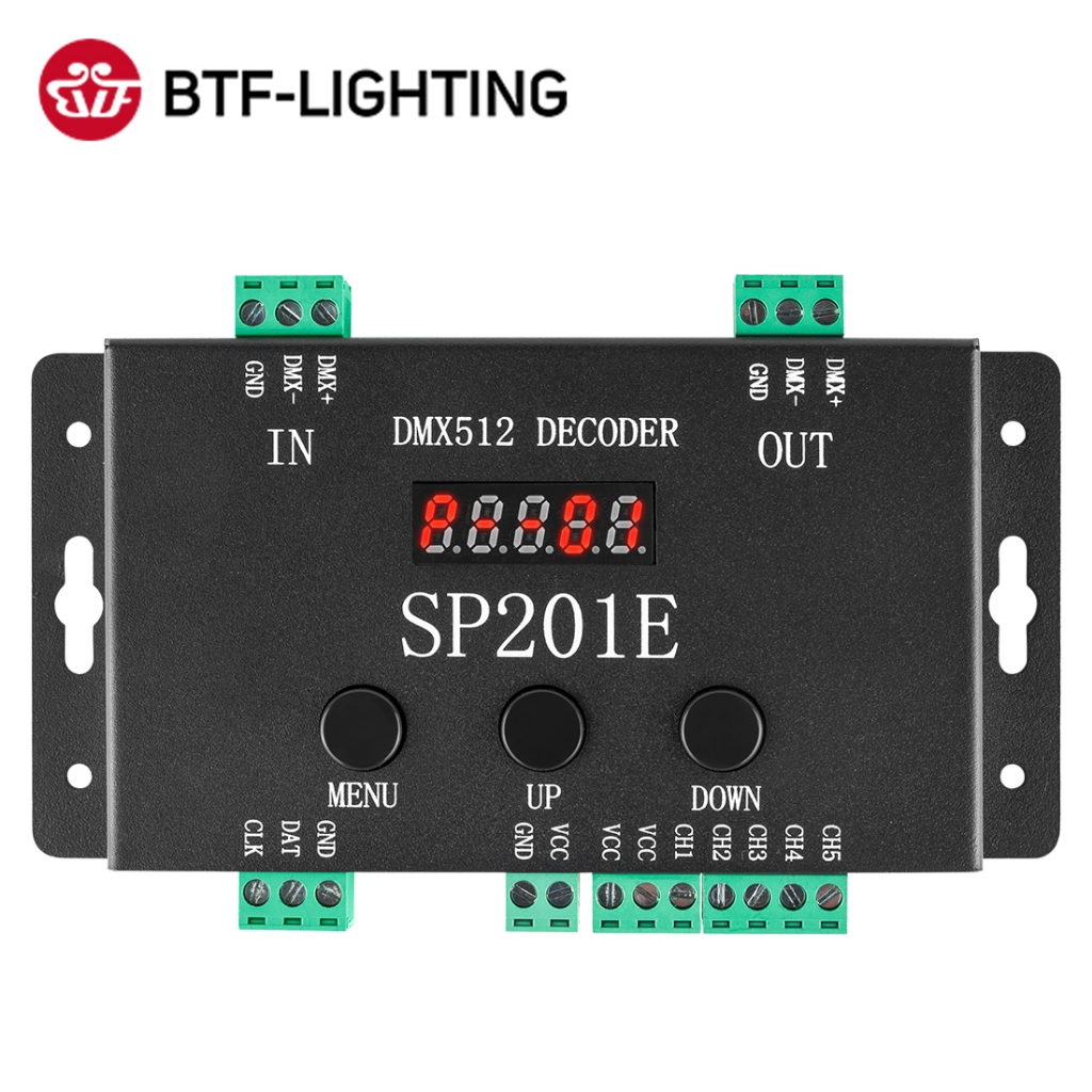 BTF-LIGHTING SP201E DMX512 LED Decoder Controller 5CH PWM SPI Pixels ...