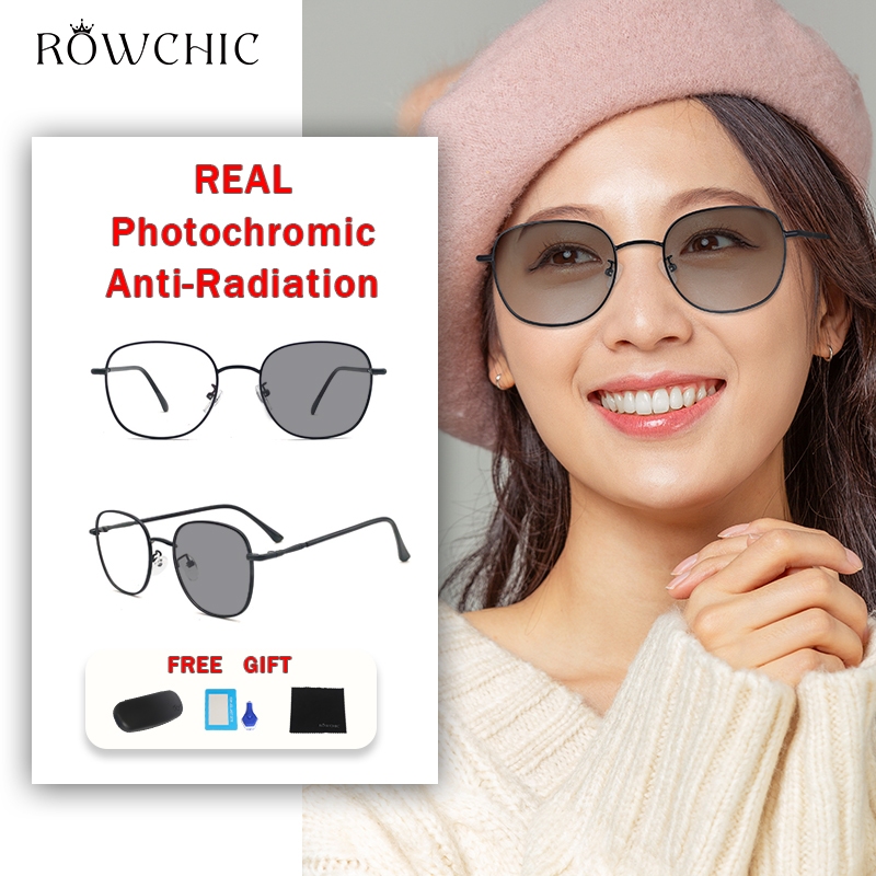 ROWCHIC Anti Radiation Photochromic Eyeglass For Women and men Student ...