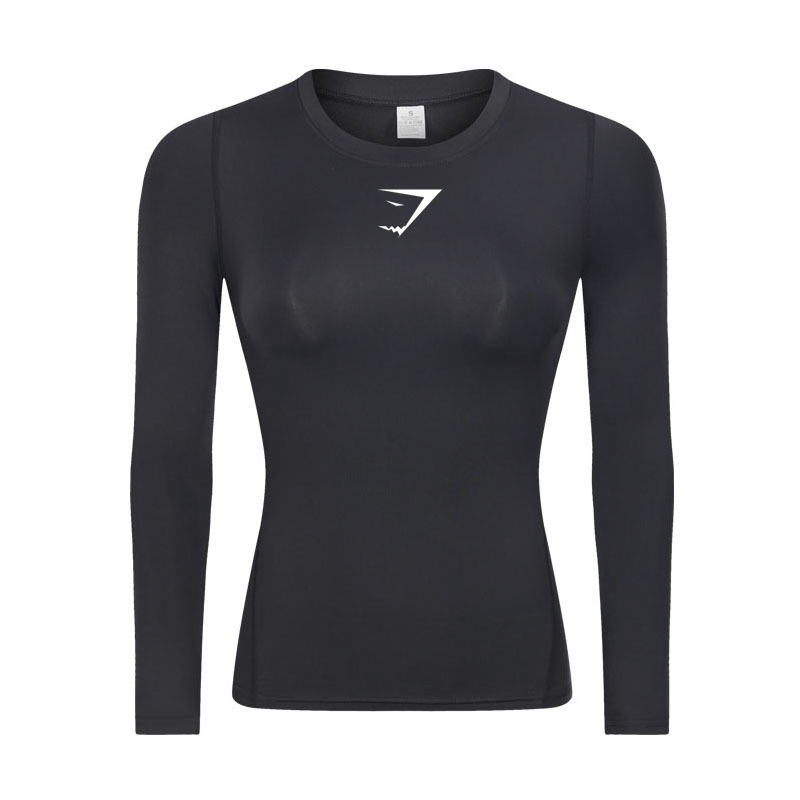 Women's yoga long-sleeved compression T-shirt running breathable quick ...
