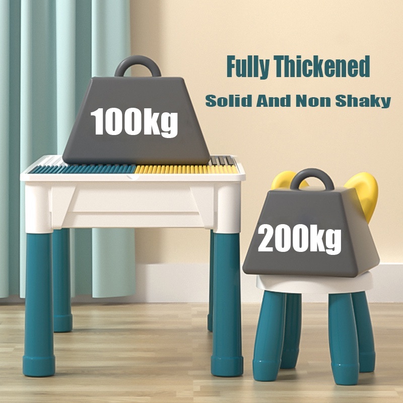 big blocks table and chair set with 4storages heighten legs rabbit ...