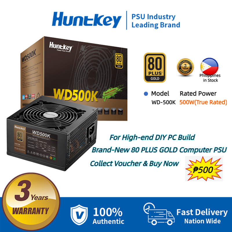 Huntkey Official 80 PLUS Gold Certification Power Supply Computer 500W PSU  WD Series WD500K 500 Watts True Rated Power Supply Professional PC Power