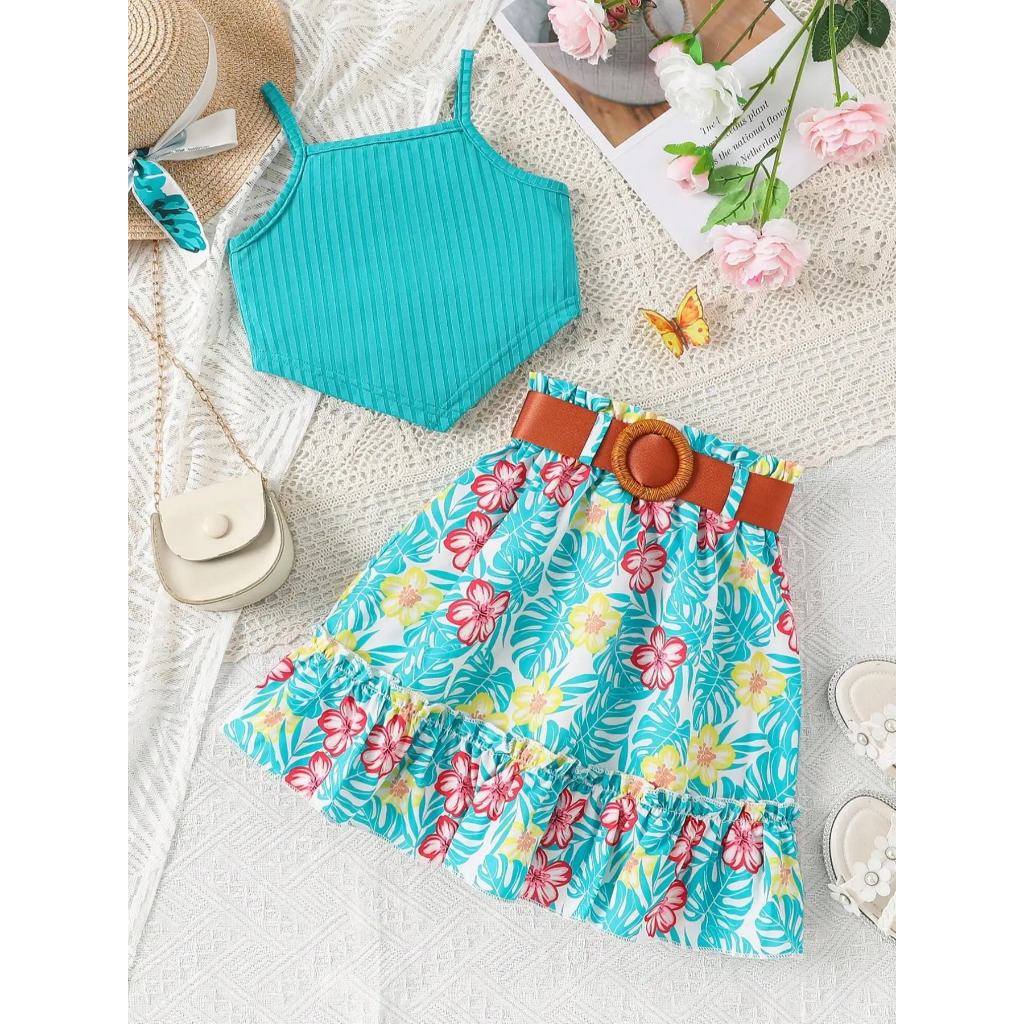 47y Girls Suit Skirt Summer New Style Sling Belt Fashion Children's