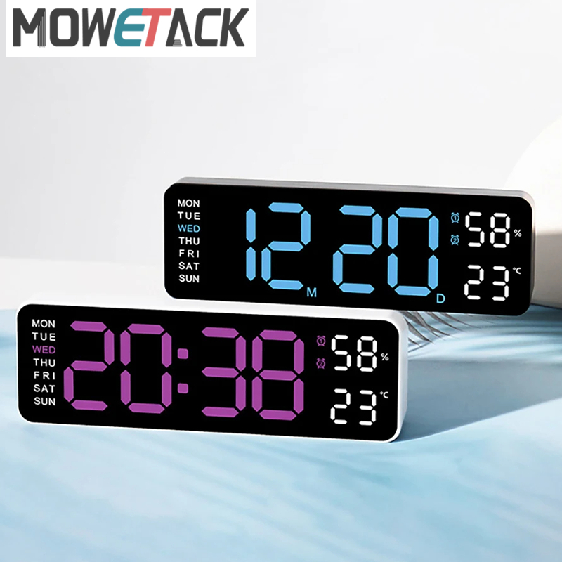 Large Digital Wall Clock Temperature and Humidity Week Display ...