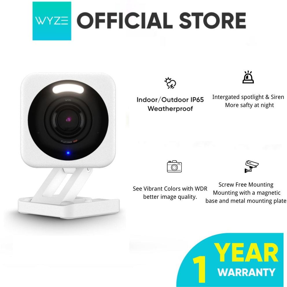 【Wyze Official Store】Wyze Cam v4, 2K HD Wi-Fi Smart Home Security Camera,  Indoor/Outdoor Use, Pet/Baby Monitor, Motion Activated Spotlight/Siren,
