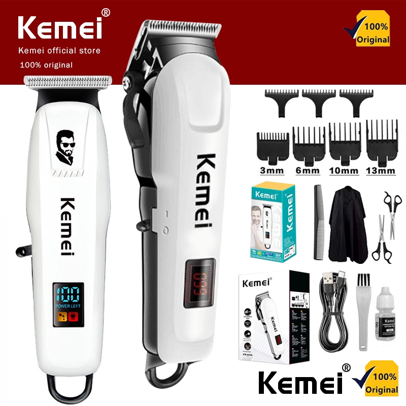 Kemei Electric Rechargeable Hair Clipper Trimmer Razor Mesin Rambut ...