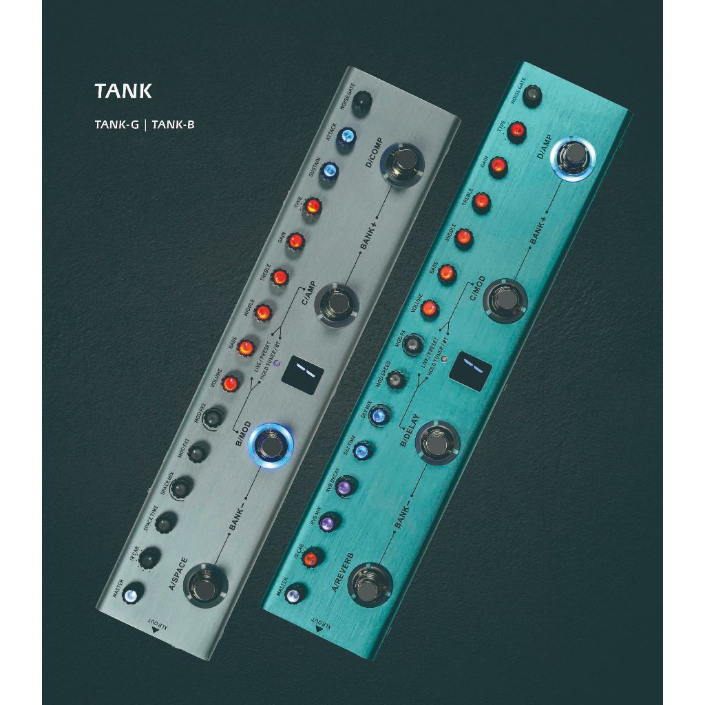 M-VAVE Tank-G Tank-B YUIMER Guitar Multi-Effects Pedal 36 Presets,9 ...