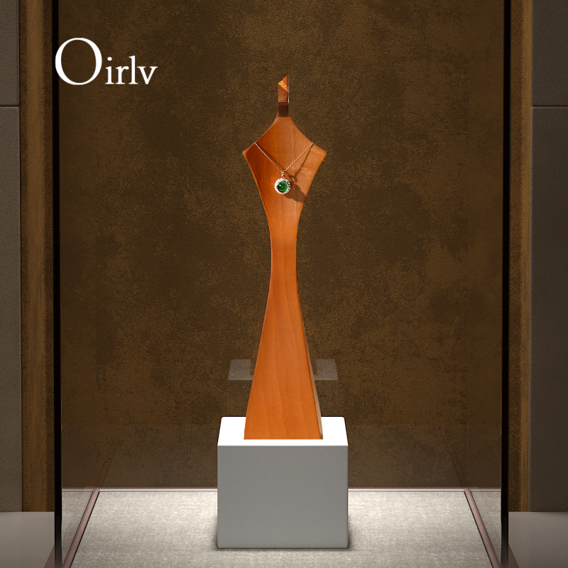 Oirlv Wooden Necklace Mannequin Stand Pendant Display Rack Portrait