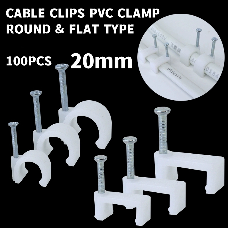 20mm Cable Clips PVC Clips CABLE CLAMP RG59 CAT6 RJ45 Cable Coax ...