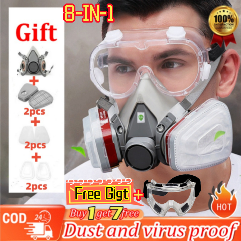 3M Mask 6200 Gas Mask Half Face Safety Respirator Mask Filter Dust ...