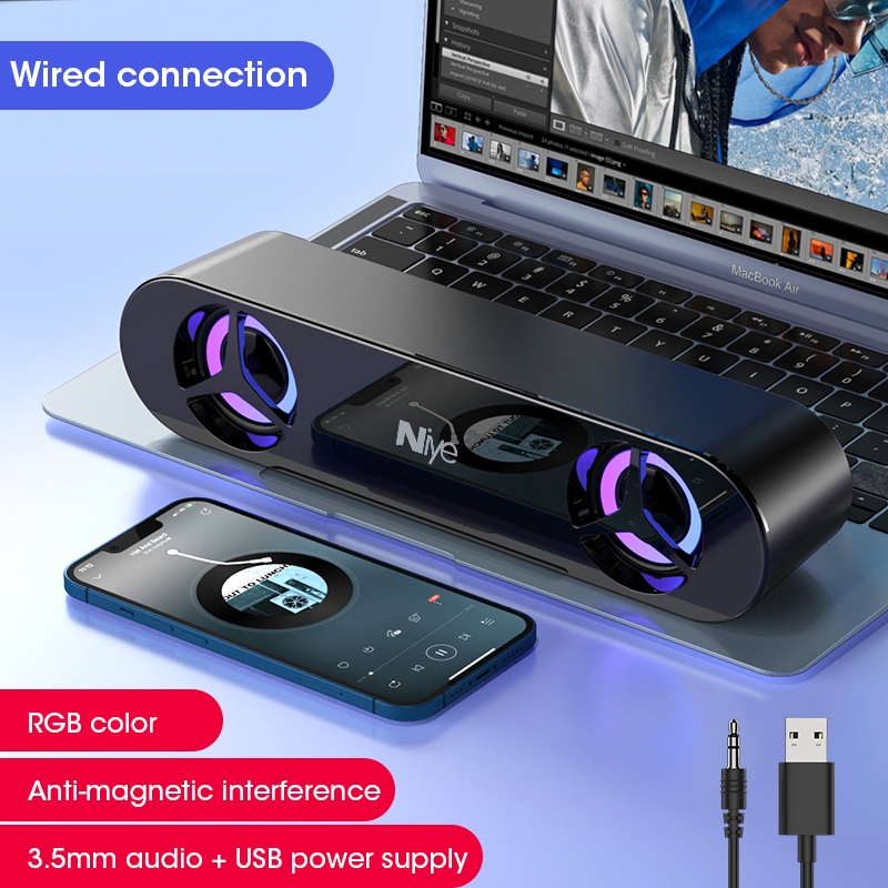Niye V8 PC Speaker RGB light Quad Stereo 3D Subwoofer Audio Bluetooth ...