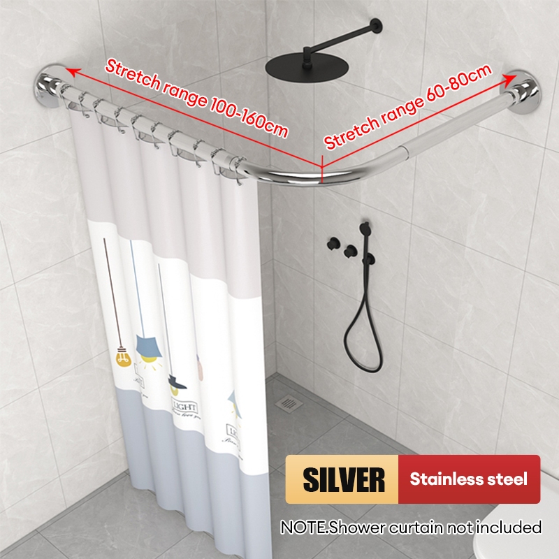 XTEN L Shape Shower Curtain Rod Pole Adjustable Stainless Steel ...