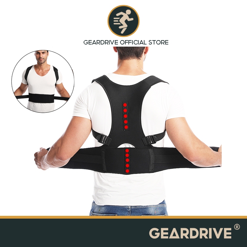 GEARDRIVE Back Support Belt Posture Corrector Adjustable Brace Protects ...