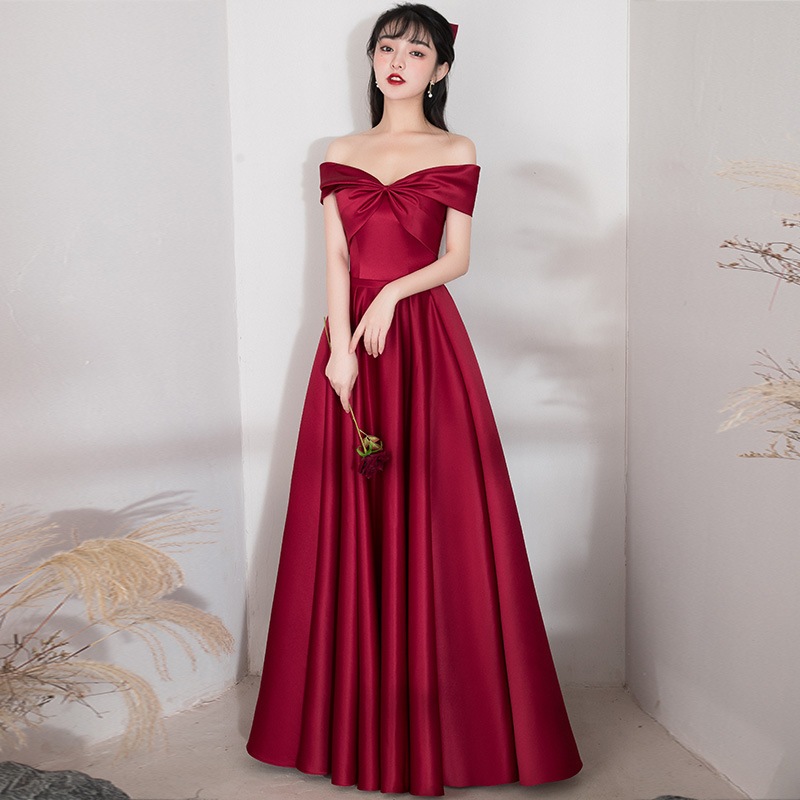 Eaglely Formal Elegant Long Red Evening Dress 2024 Banquet Luxury 