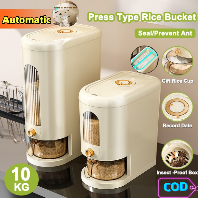 5/10KG Automatic Rice Dispenser Storage Kitchen Rice Storage Container ...
