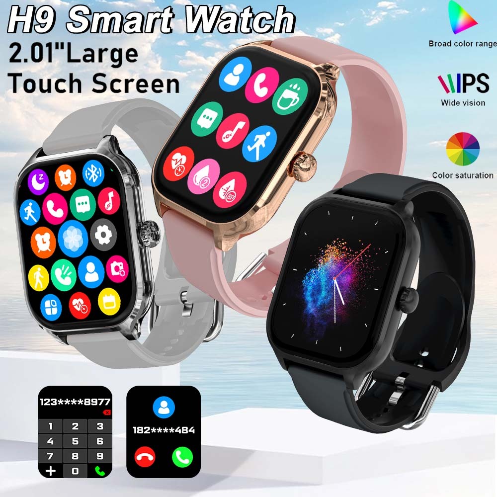 H9 smartwatch has a 49mm high definition screen that supports information reminders Bluetooth calls heart rate steps and other functions