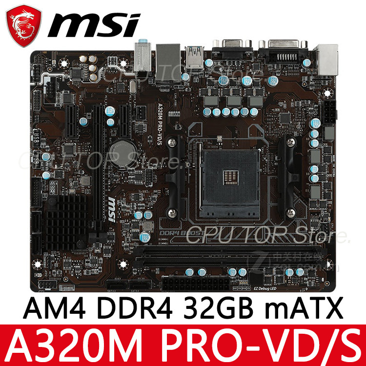 ⚡️MSI A320M PRO-VD/S Original Gaming Motherboard Socket AM4 DDR4 32GB ...