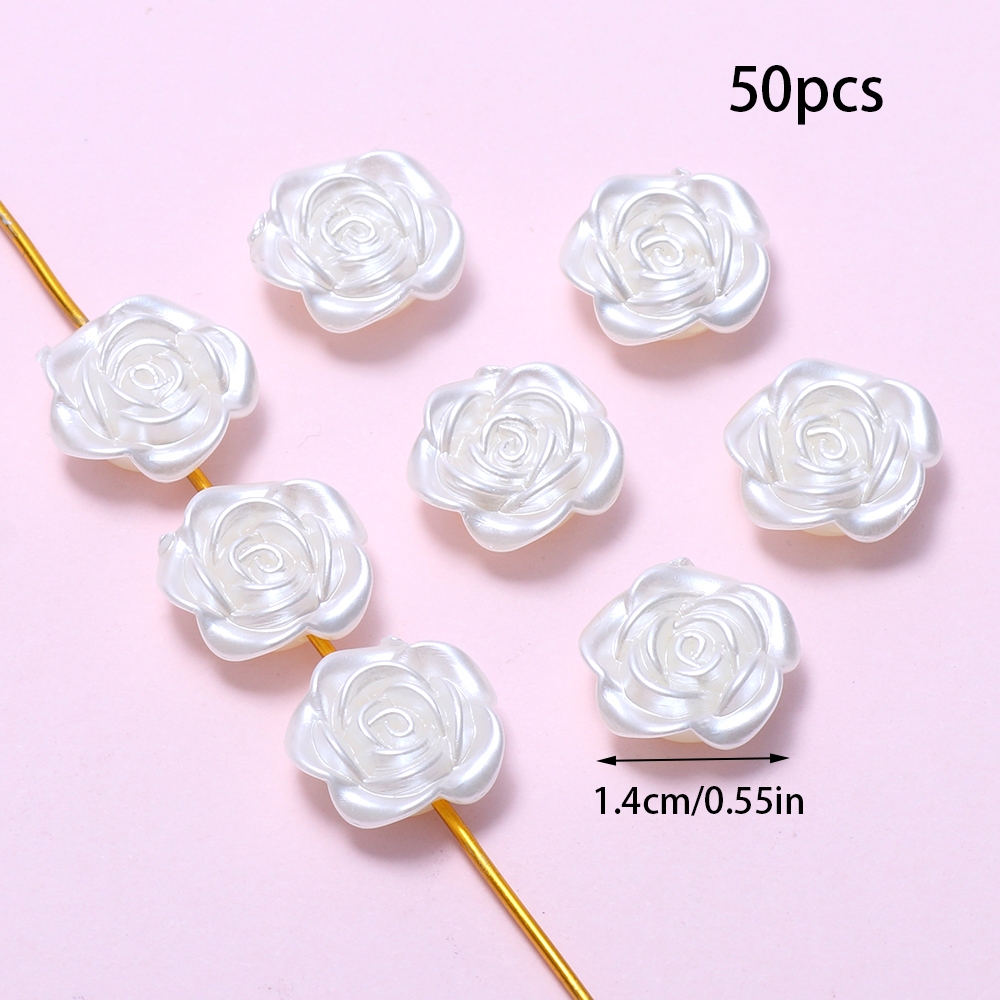 Stiesy 200-Piece Rose Bead Mix - Champagne Gold & Pearl White ABS Plastic For Jewelry Making - View #2