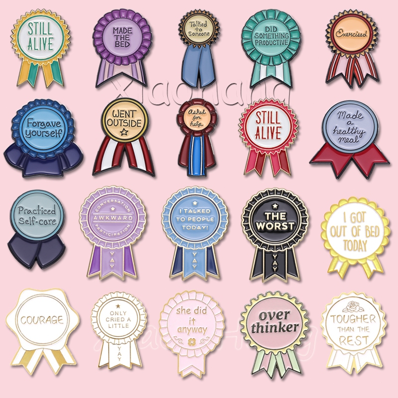 Creative Medal Enamel Pins Brooches Inspirational Quotes Texts Brooch Be Brave Award Badges