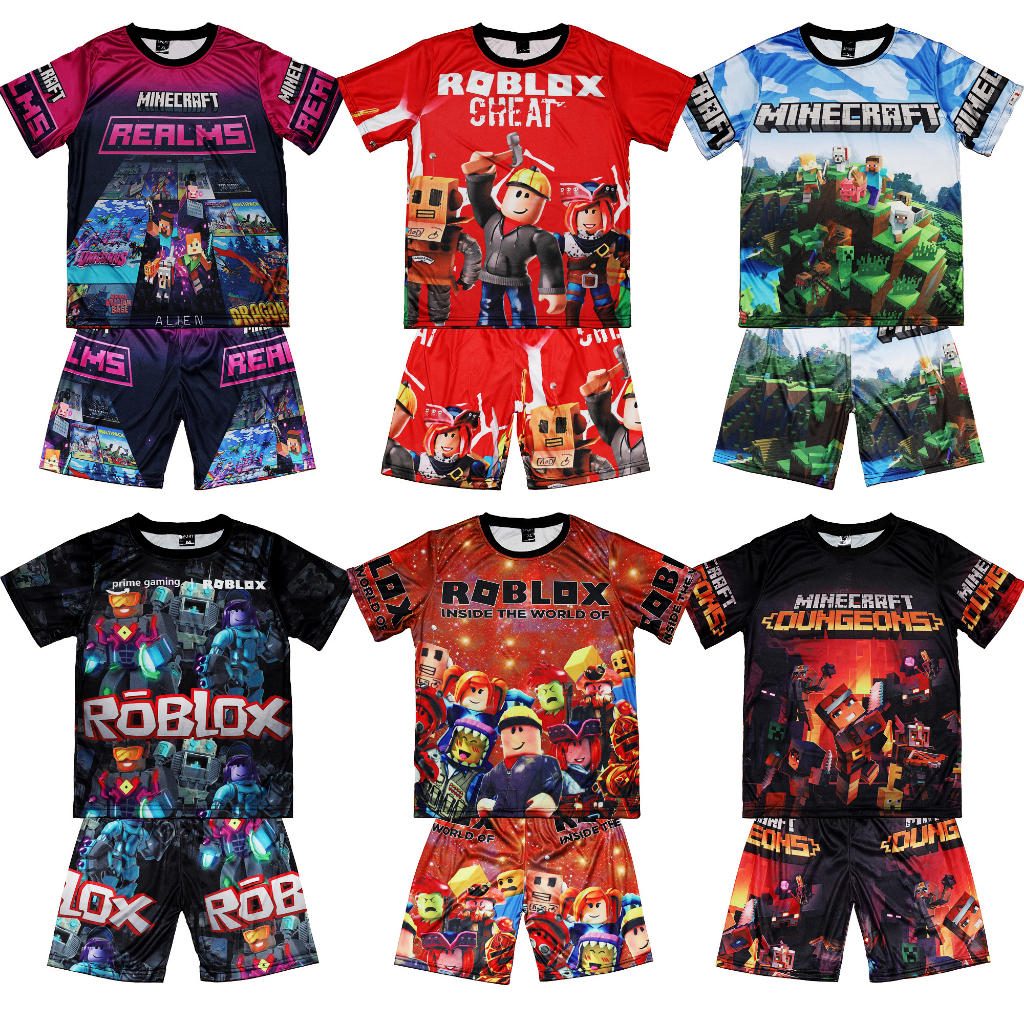 Roblox Kids Jersey Terno T-shirt Shorts For Kid Boy Printed Party Game 