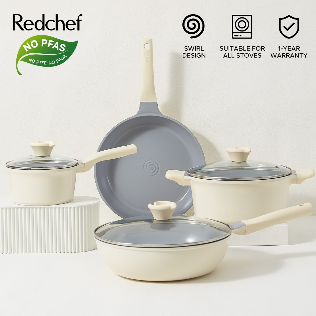 Redchef Nonstick Ceramic Rock Cookware Set 7Pcs Non PFAS& PTFE& PFOA