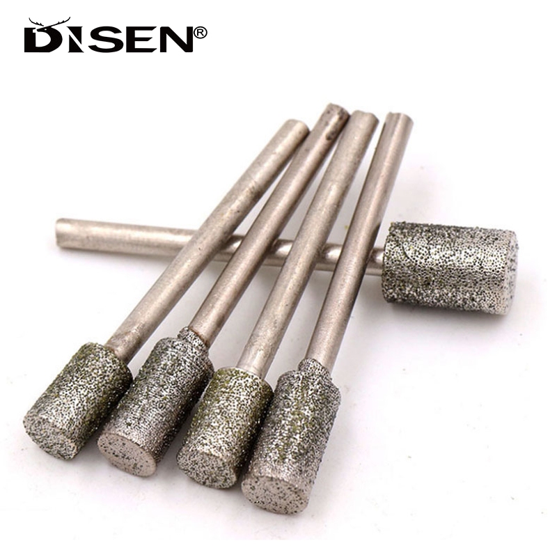 0.5-10mm Cylindrical Diamond Burr Grinding Bit 2.35/3 Shank Stone Jade ...