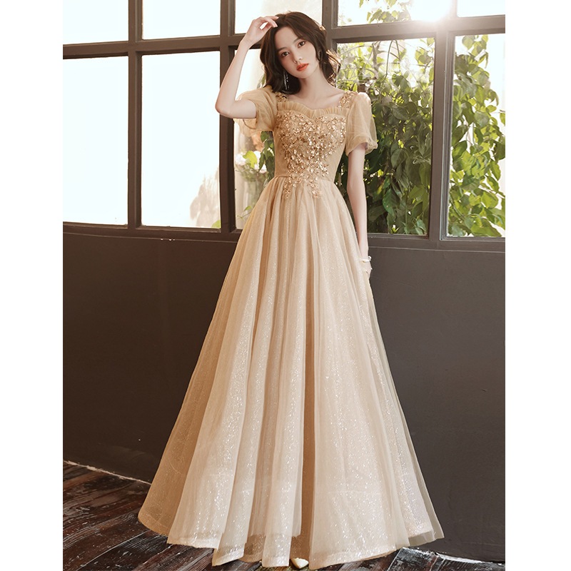 Plataz Dress Women 2025 New Long Temperament Banquet Elegant Annual Meeting Host Of The Blue Dress Dress Dress Dress Spring