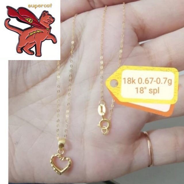 Pawnable Real Saudi Gold 18k Plain Buo Heart Necklace For Gift Hypoallergenic Non Tarnish