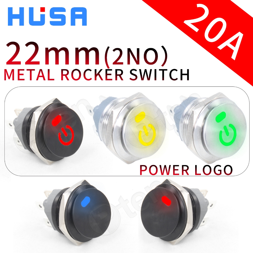 22mm 20A Waterproof Metal Toggle Rocker Switch 2NO self-locking Power ...