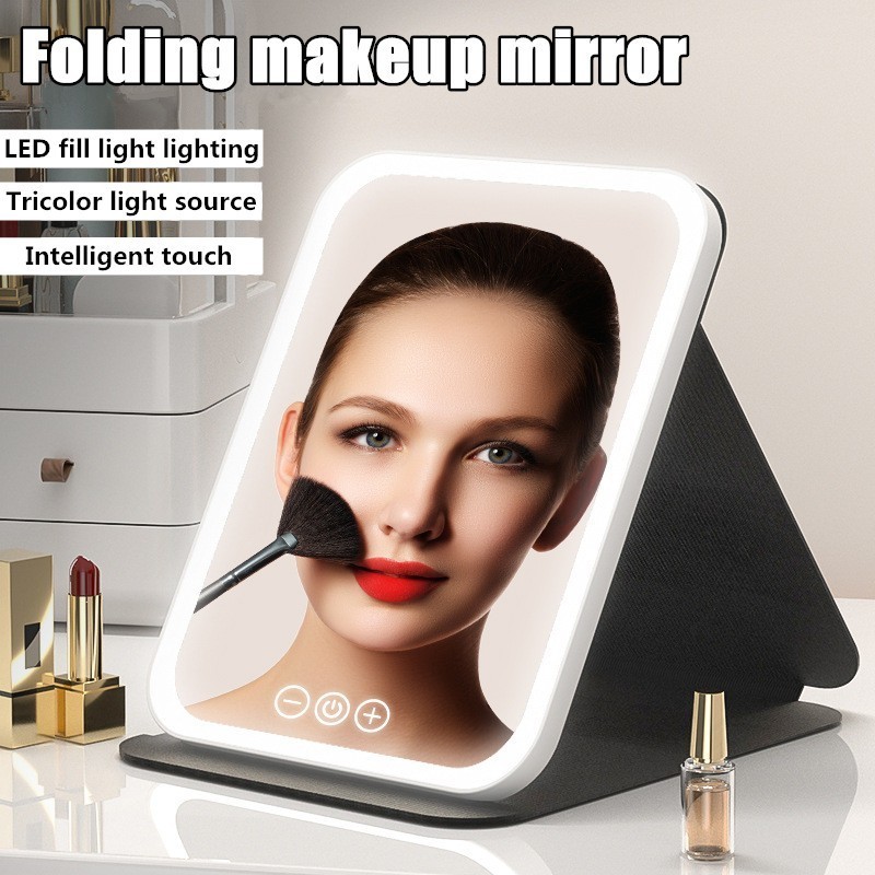 LED makeup mirror, portable mirror, foldable lighted makeup mirror ...