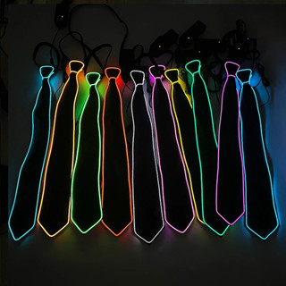 Led Light Up Neckties Luminous Colorful Tie Adjustable Flashing Led 