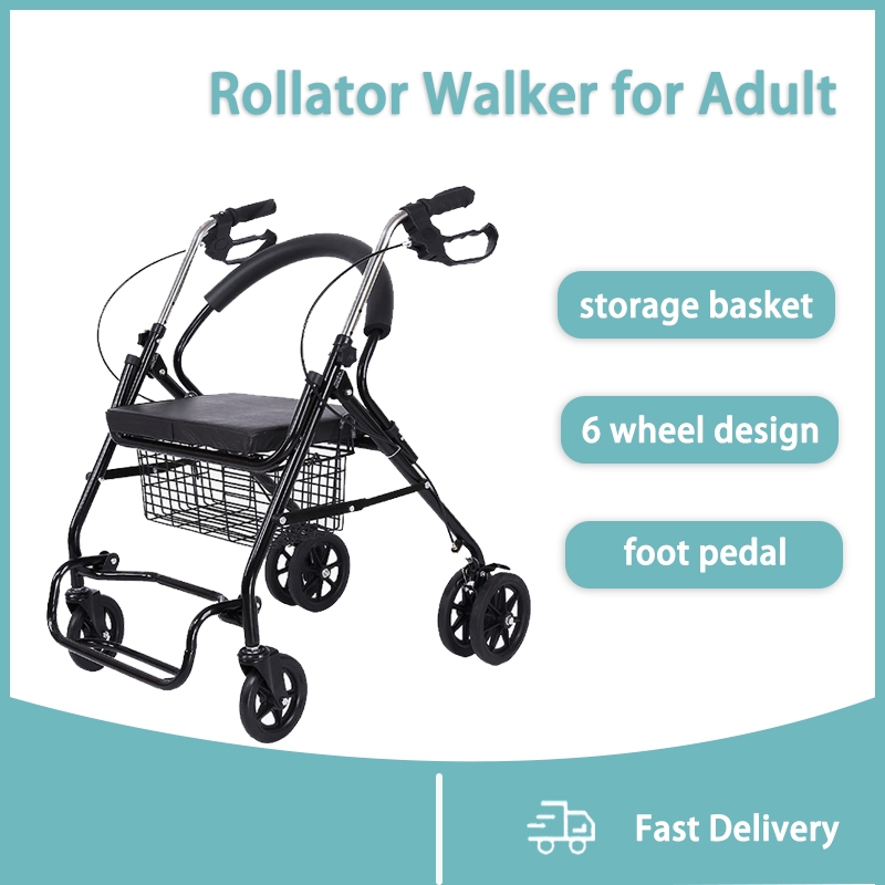 Adjustable Rollator Walker for Adult Heavy Duty Medical Walking Aids