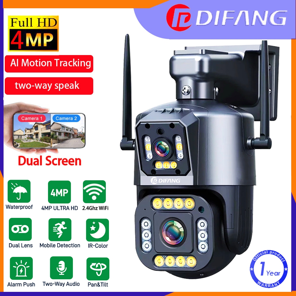 4k 8MP Waterproof Outdoor WiFi Surveillance Camera,Ai Mobile Tracking,2 Way  Speak,Dual-Lens,Color Night Vision Ptz CCTV Camera