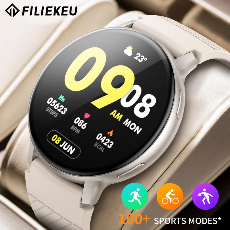 FILIEKEU Men Women Smart Watch inch HD Round Screen Bluetooth Call  Heart Rate 100+Sports Fitness Smartwatch