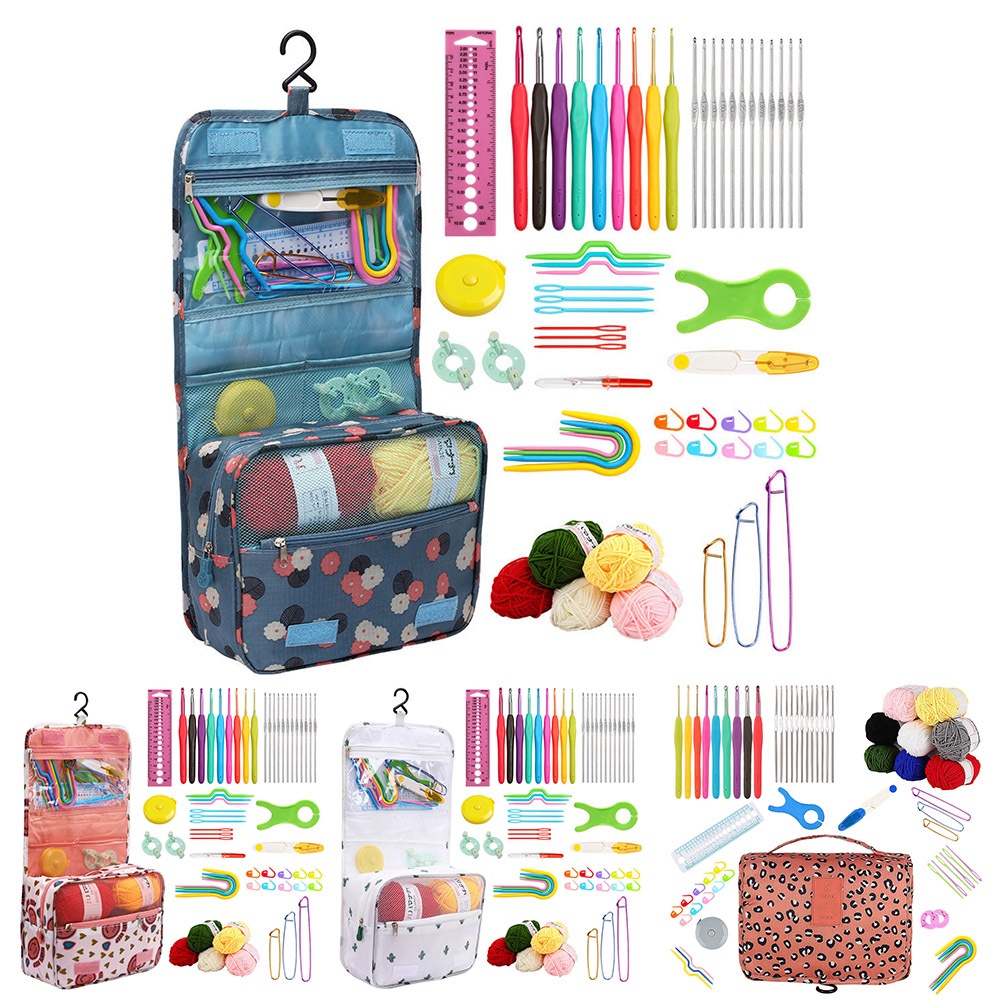 Crochet Hooks Kit with Case Crochet Yarn Set Ergonomic Handle for ...